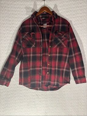 Men's Red Plaid Lightweight Shirt Jacket - Unbranded Casual Layering Shacket